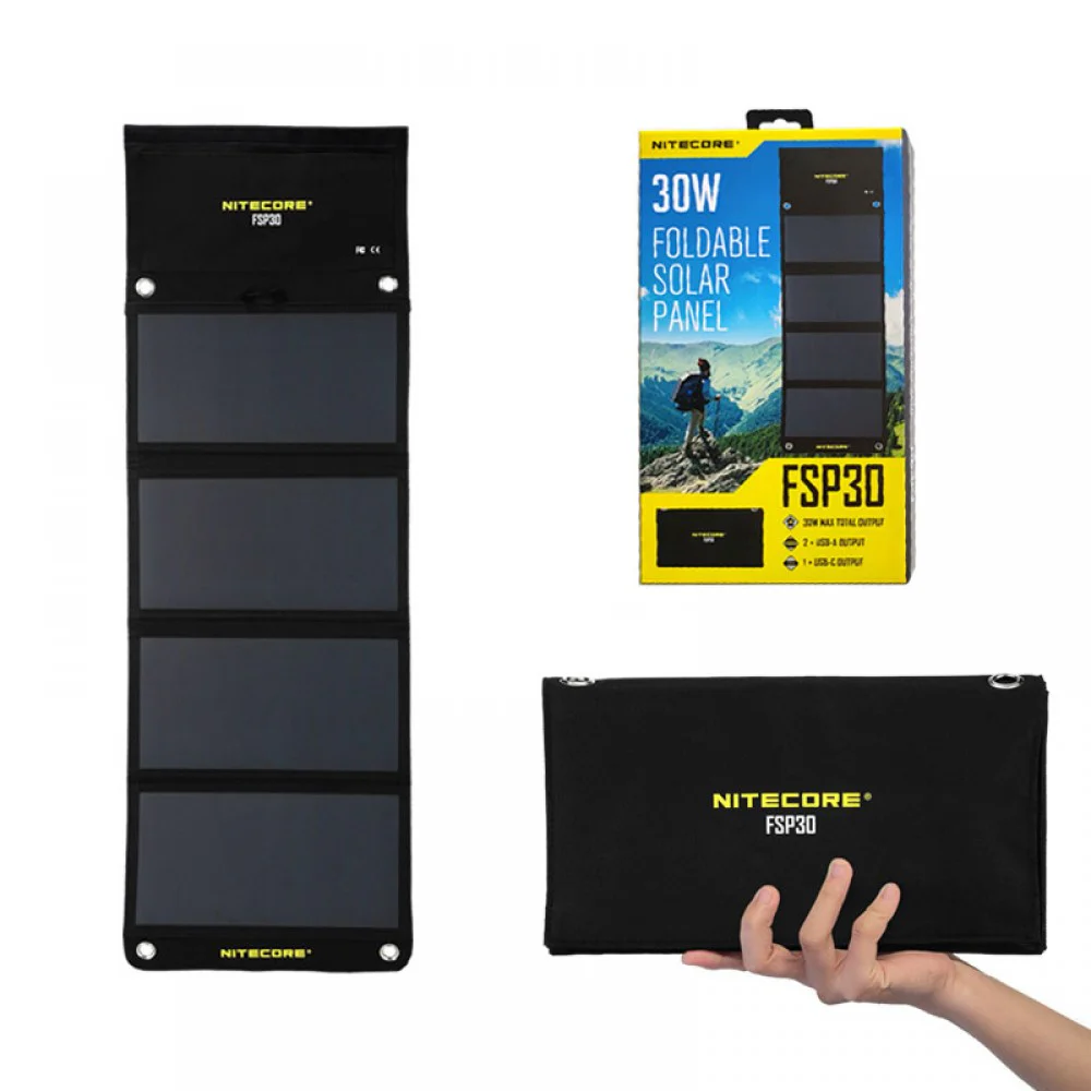 NITECORE 30W Portable Solar Panel USBC PD 18W Fast Charger